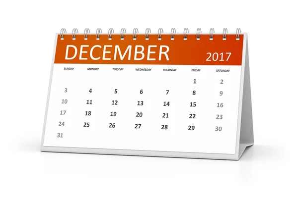 Calendario de la tabla 2017 diciembre —  Fotos de Stock