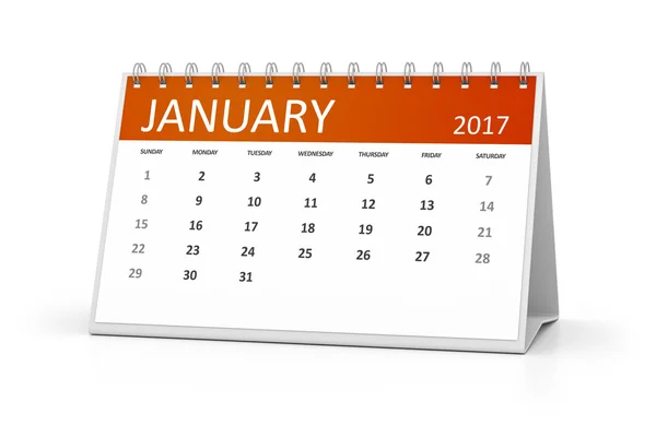 Tabela calendário 2017 janeiro — Fotografia de Stock