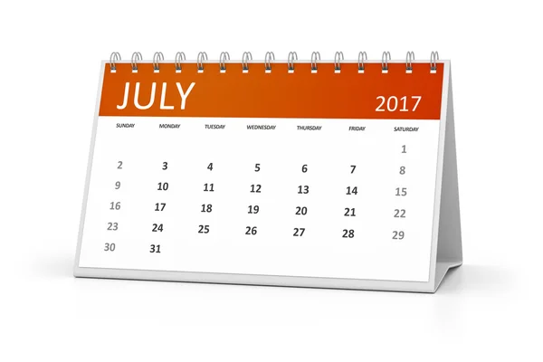 Tabella calendario 2017 luglio — Foto Stock