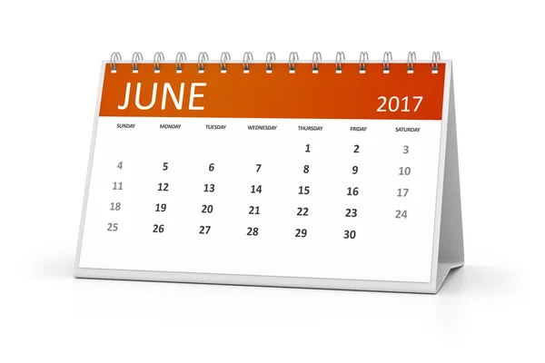 Tabel kalender 2017 juni — Stockfoto