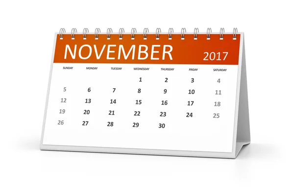 Calendario de la tabla 2017 noviembre — Foto de Stock