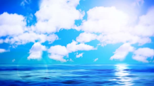 Ruhiger Ozean mit bewölktem Himmel (nahtlose Schleife) — Stockvideo