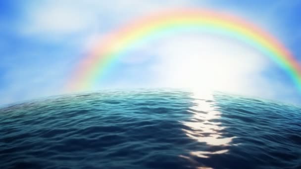 Regenboog boven de Oceaan (naadloze loops) — Stockvideo