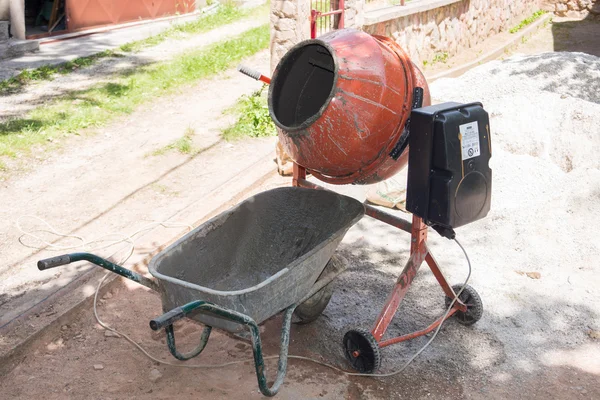 Cement mixer with cart Stock Photo