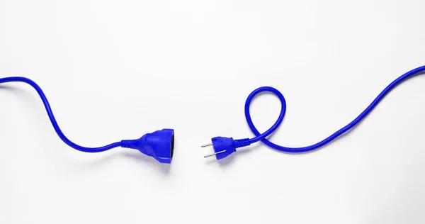 Modrá napájecí kabel — Stock fotografie