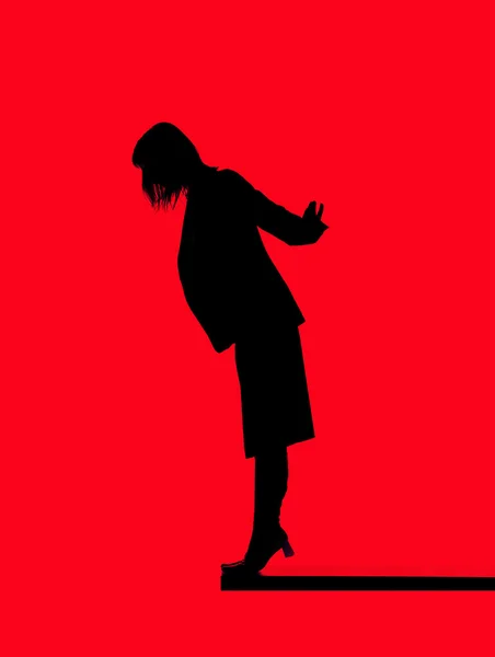 Silhouette of a woman close to fall down — Stock Photo, Image