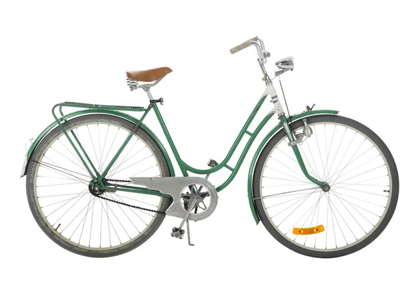 Зеленый старомодный велосипед — стоковое фото