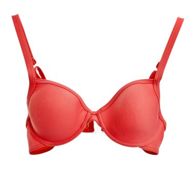 Kırmızı pamuk beyaz arka plan üzerinde izole sutyen