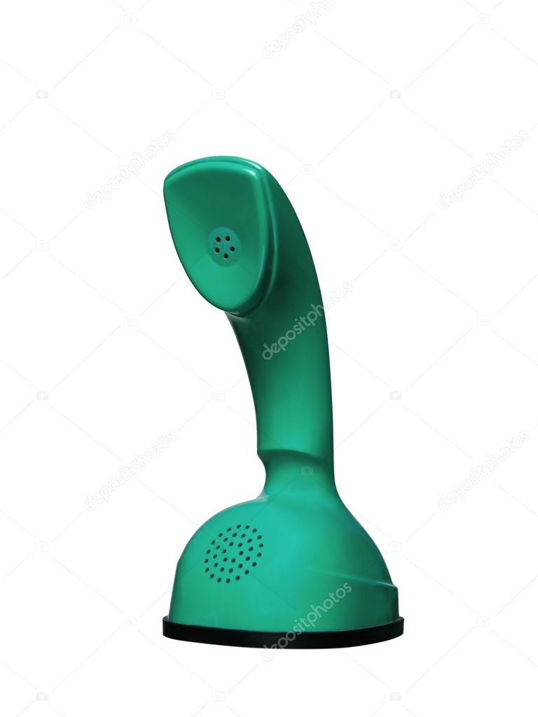 Green Vintage Cobra Telephone isolated on white background