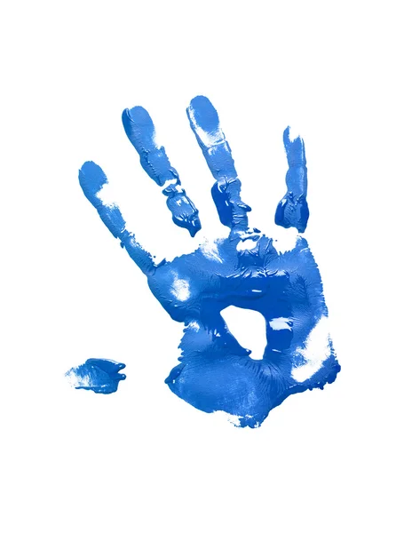 Μπλε handprint σε λευκό — Φωτογραφία Αρχείου