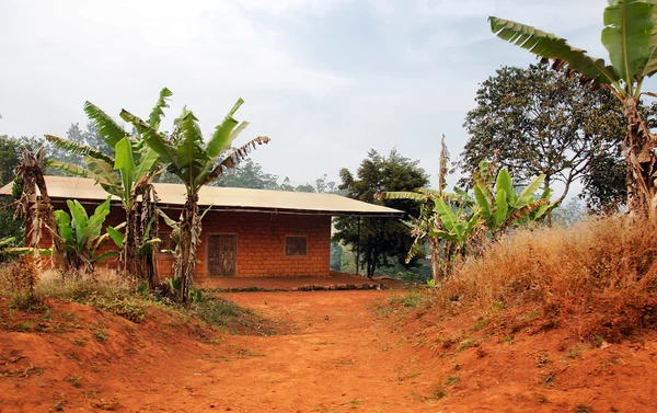 Typisch afrikanisches rotes Lehmhaus — Stockfoto