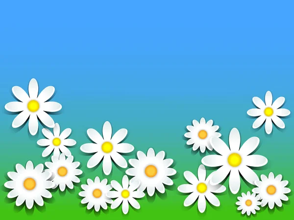 3D-daisies — Stock Vector