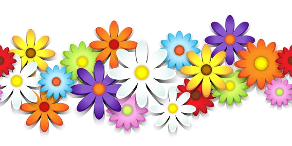 3D colorful daisy border — Stock Vector