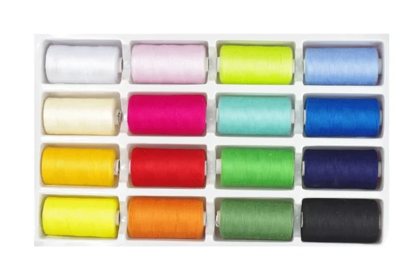 Colourful threads in box — Stock Photo, Image