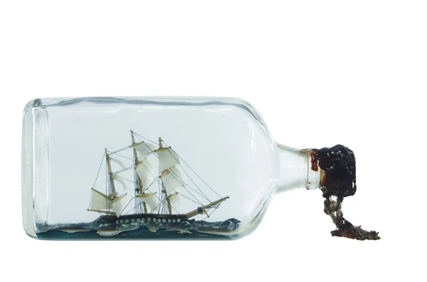 Segeltuchschiff in der Flasche — Stockfoto