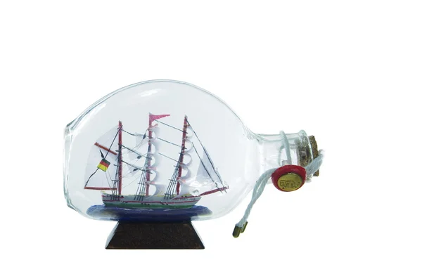 Sailcloth ship in bottle — Stock Photo, Image