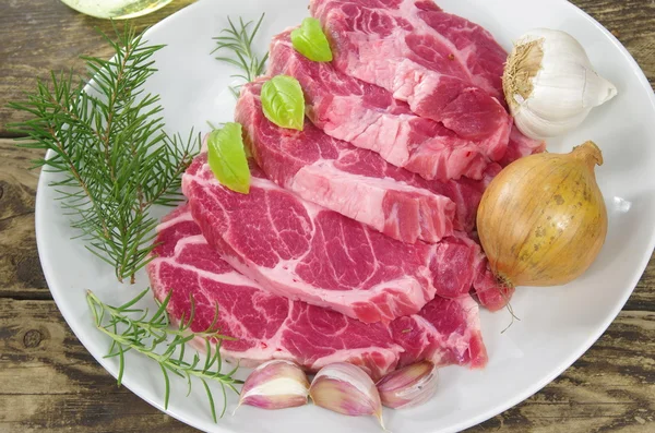 Neck with rosemary and basil — Stock Photo, Image