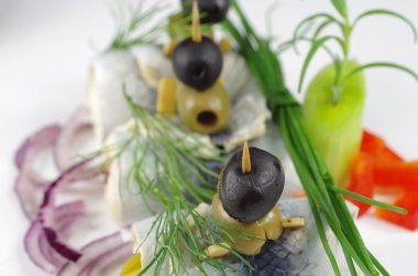 yakalı tane ringa balığı wityh sebze