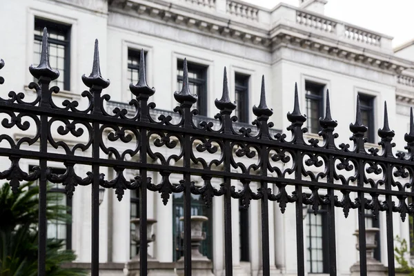 Black Wrought Iron Fence Detail with Spikes — Stock Photo, Image