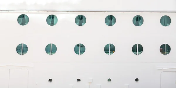 Portholes on White Hull of Ship — Stock Photo, Image