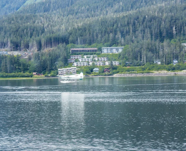 Gröna och vita havet plan landning — Stockfoto