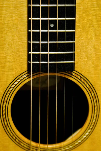 Six Strings Over Sound Hole — Stock Photo, Image