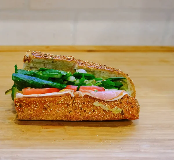 Spinach on Sub Sandwich — Stock Photo, Image