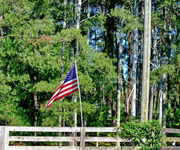 Amerikaanse vlag op hek — Stockfoto