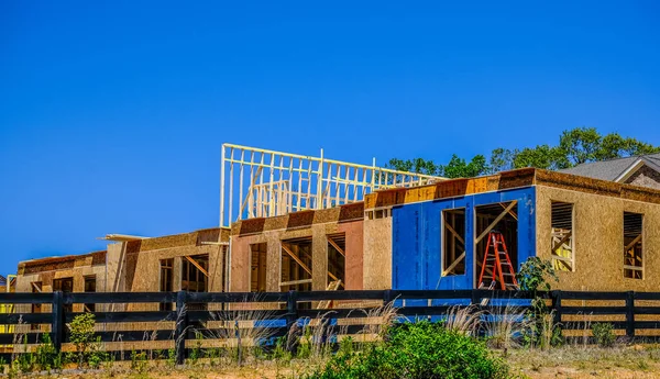 New Condo Construction with Wood Sheathing — Stock Photo, Image