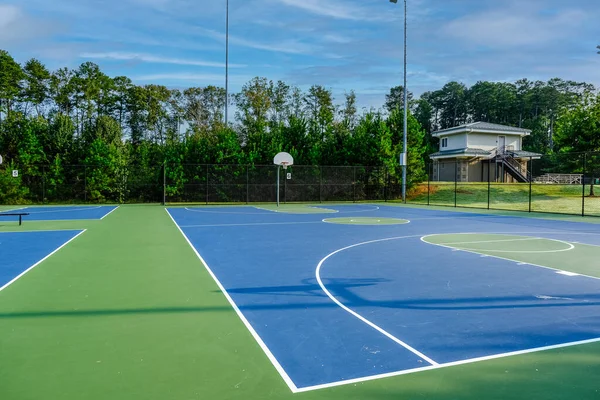 Green and Blue Basketball Court Stock Image