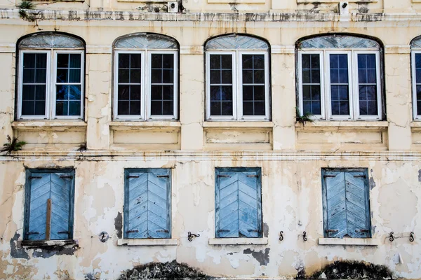 Four Glass and Four Shuttered Windows — Stock Photo, Image