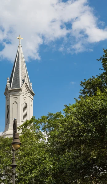 Eglise clocher sur les arbres à Savannah — Photo