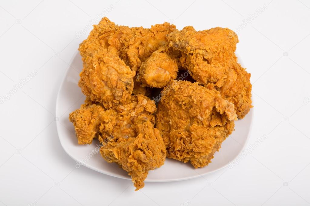 Fried Chicken on White Plate and Counter