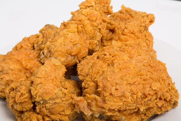 Closeup of Fried Chicken on White — Stock Photo, Image