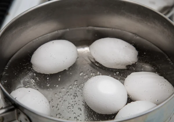 Eggs Boiling in Saucepan — Stock Photo, Image