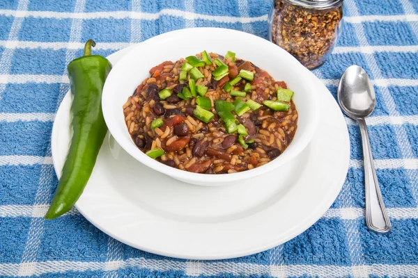 Barbunya ve pilav Poblano biber — Stok fotoğraf