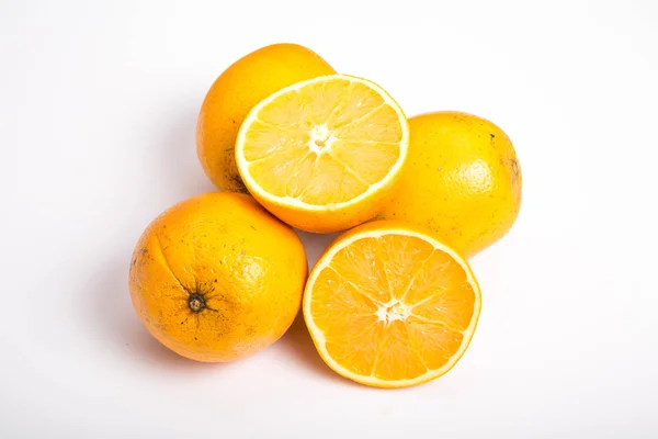 Whole and Half Naval Oranges on White — Stock Photo, Image