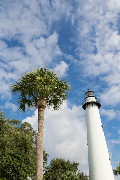 Palm Tree Lighthouse and Sky — Stock Photo, Image