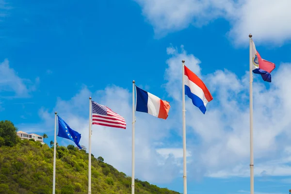 International Flags in Caribbean — Stock Photo, Image