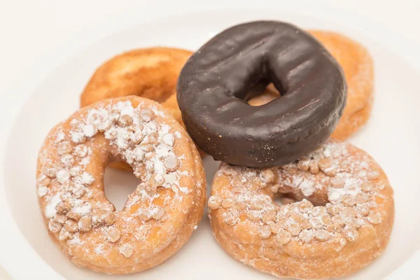 Variedad de Donut en Placa Blanca — Foto de Stock