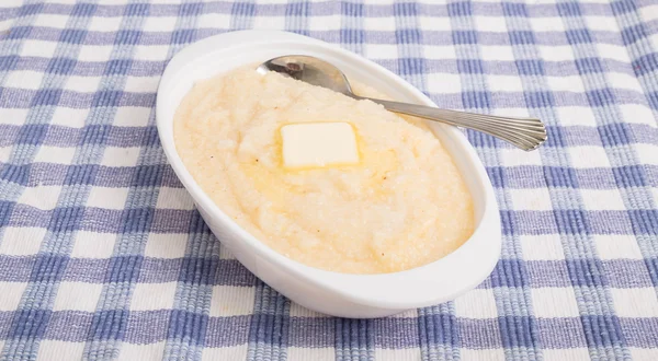 Oval Bowl of Corn Grits on Angle — Stock Photo, Image