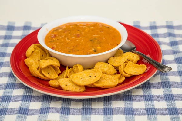 Bowl of Chicken Tortilla Soup — Stock Photo, Image