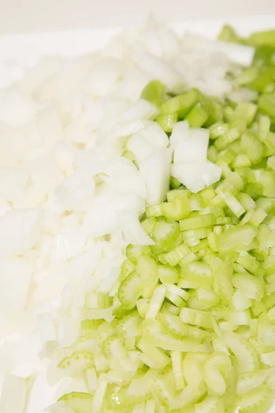 Chopped Onions and Celery Vertical — Stock Photo, Image