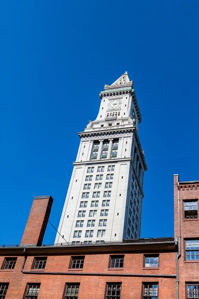 Clock Tower on Old Customs House on Blue — Stock Photo, Image