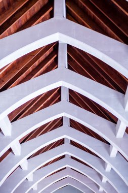 Stone Arches Under Wood Beam Roof