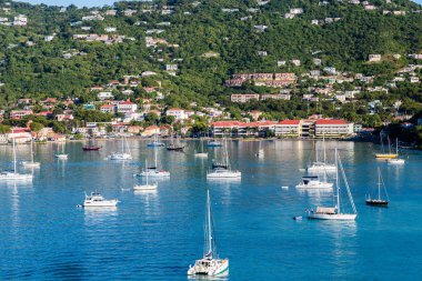 White Boats in Blue Bay off St Thomas
