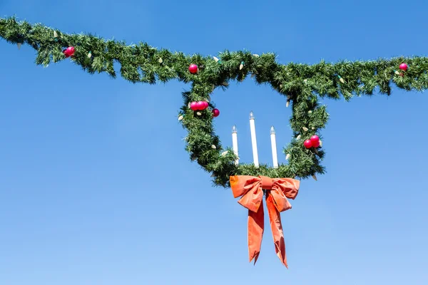 Christmas Wreath and Garland with Candles — 스톡 사진