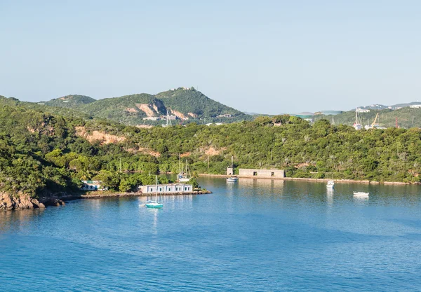 Sailboats by Abandoned Homes — 图库照片