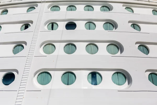 Curtains Over Ship Portholes — 스톡 사진
