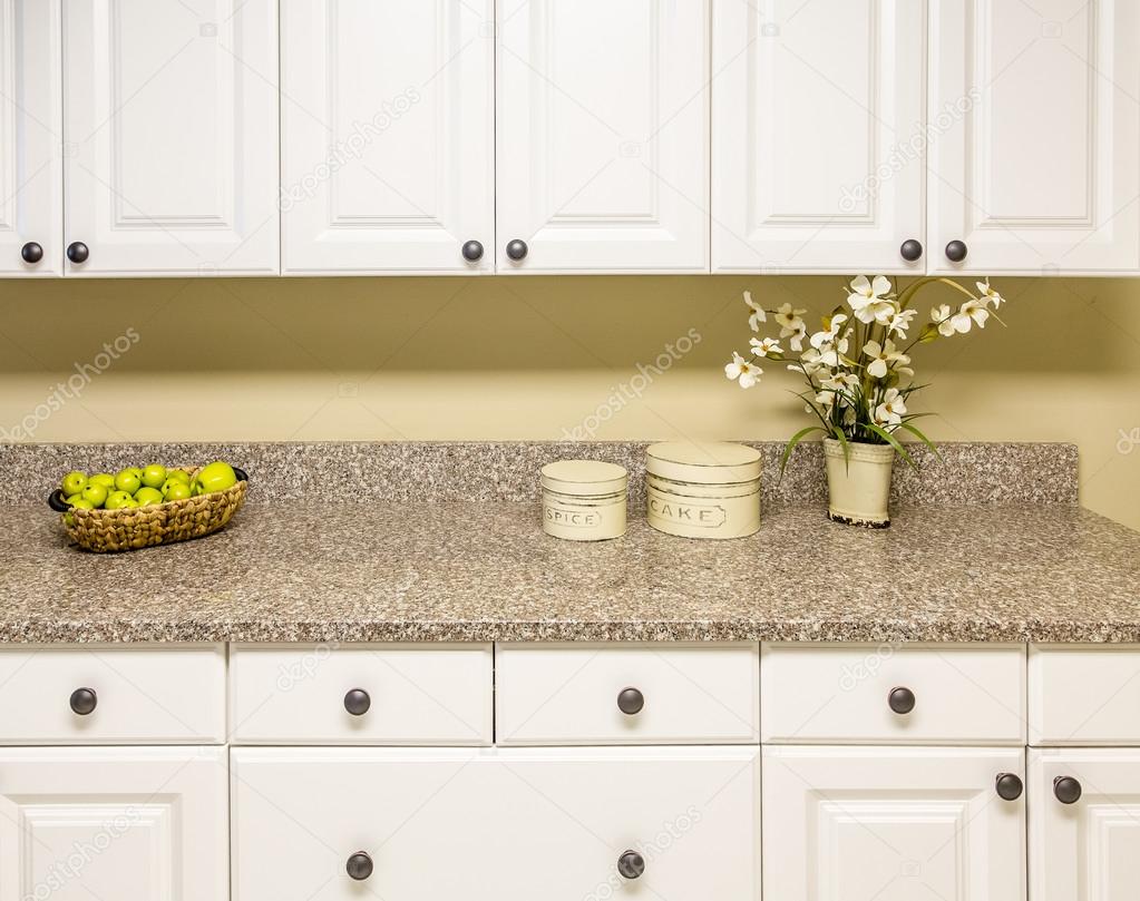 White Cabinets with Granite Countertop